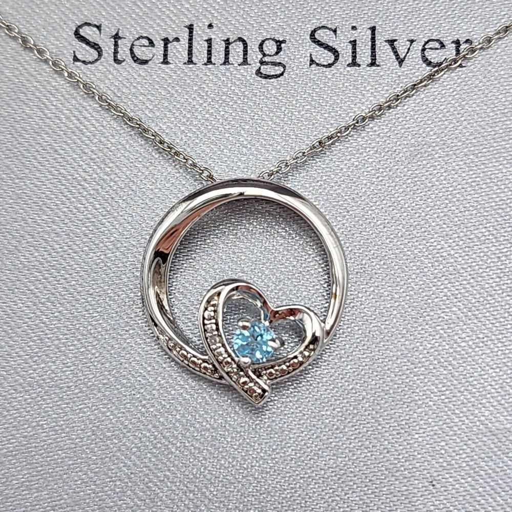 New Sterling Silver Aurelia Amy & Diamond Accent Crossed Heart Necklace Pendant